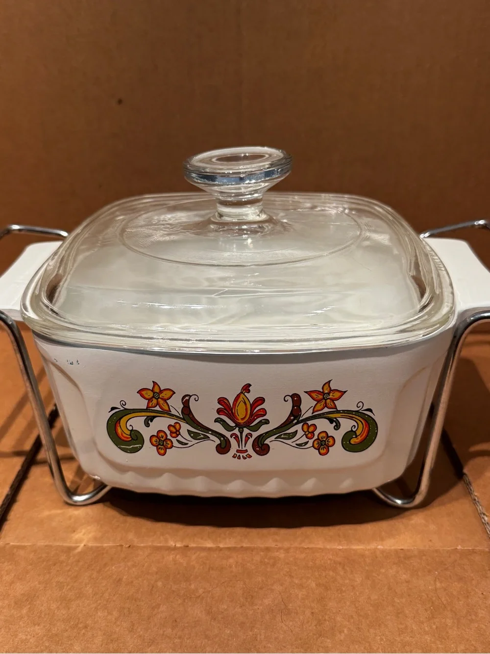 Vintage NordicWare Covered Casserole Dish with Floral Motif